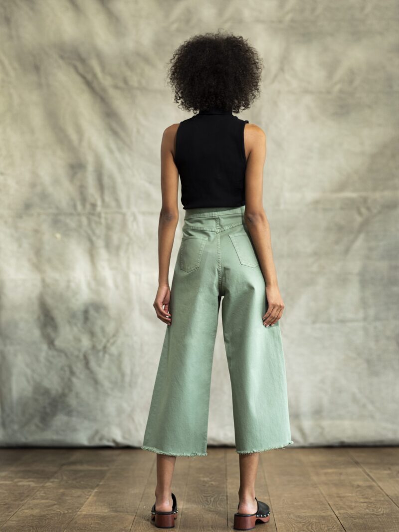 Callista Denim Cullotes – Khaki - Image 4