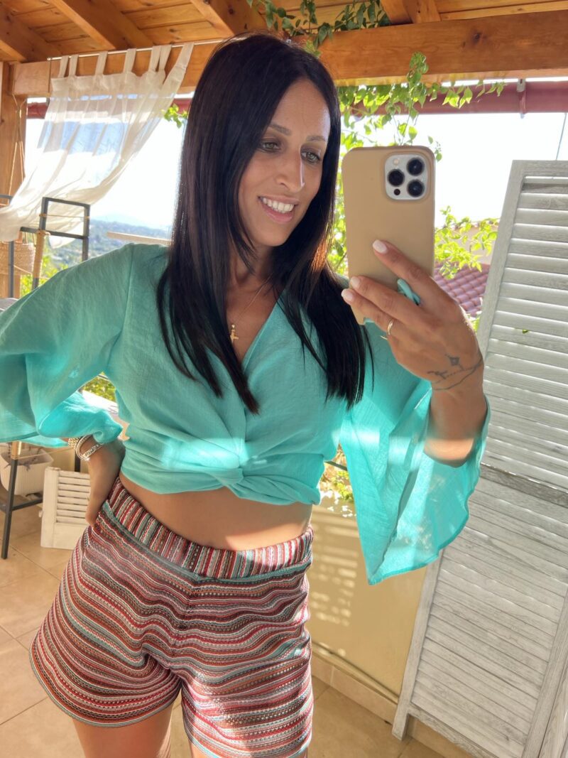 Striped Shorts - Petrol - Image 3