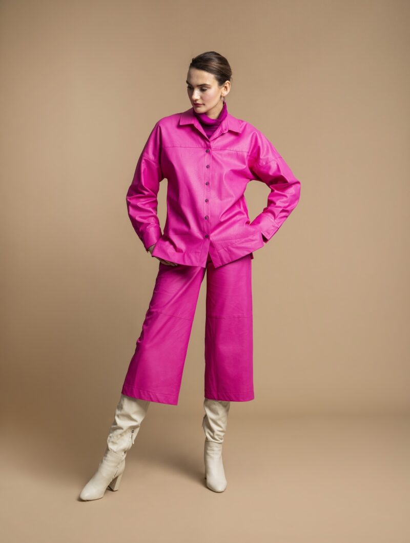Eco Leather Shirt - Fuchsia