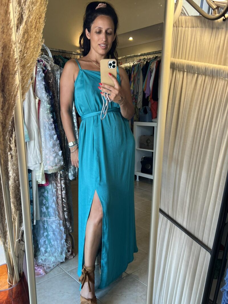 Miranda Silky Dress - Emerald - Image 2