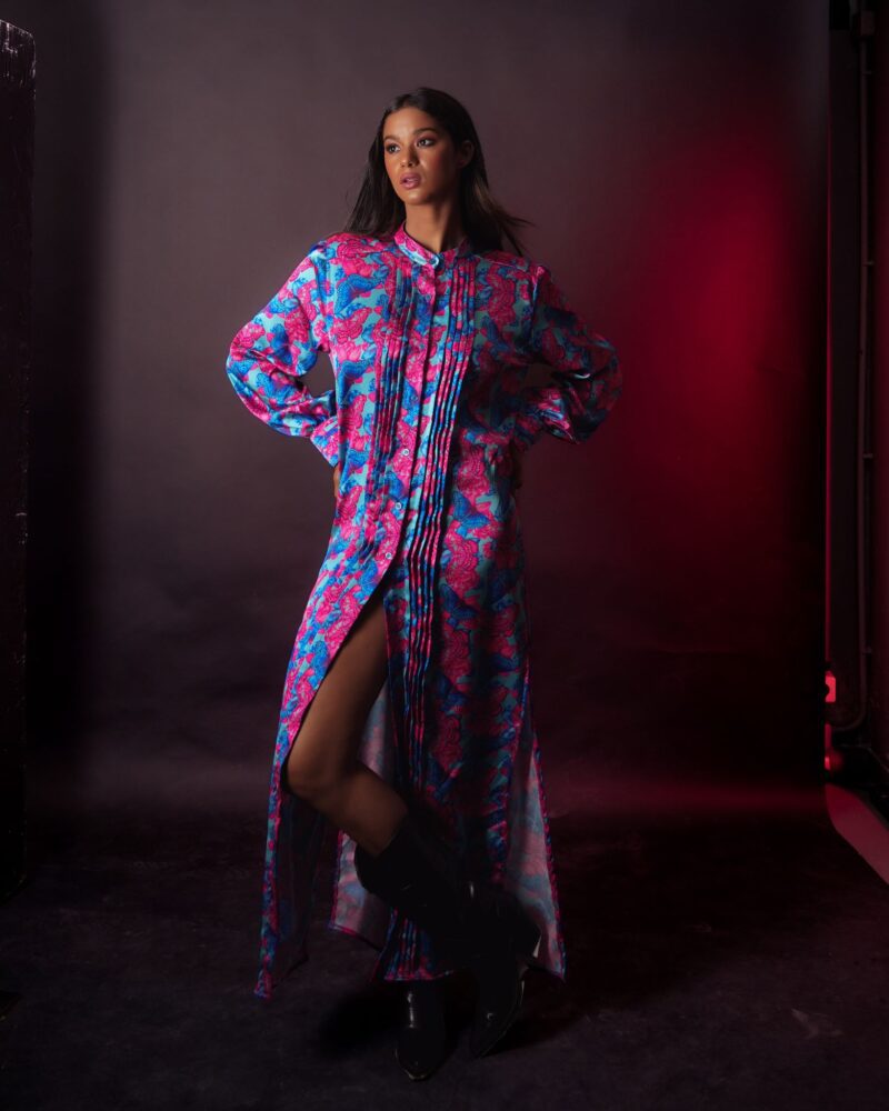 Jewel Semizie Satin Dress