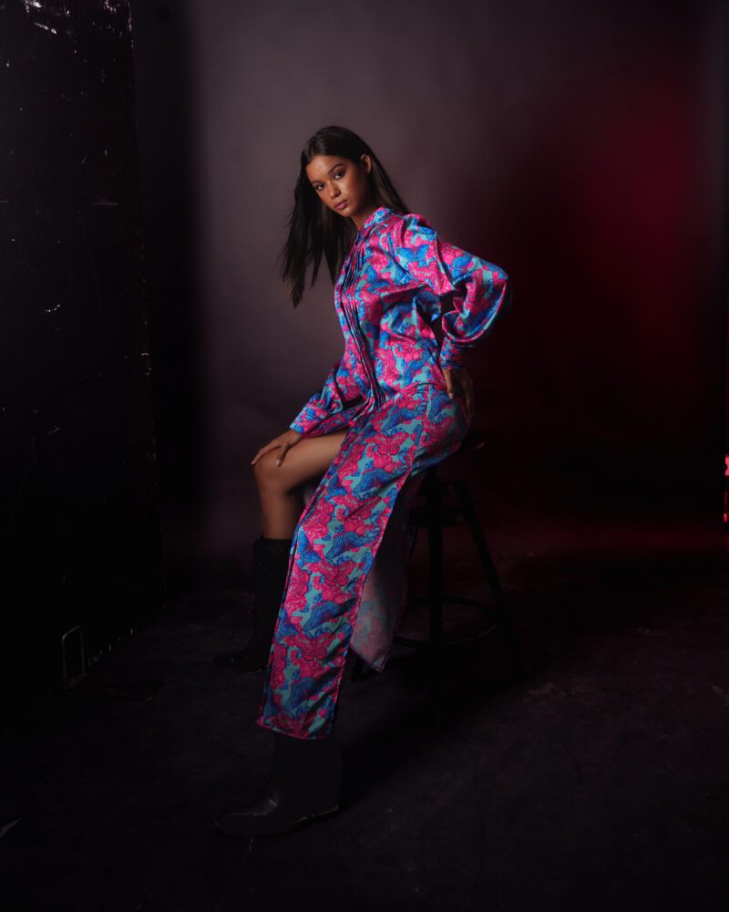 Jewel Semizie Satin Dress - Image 3