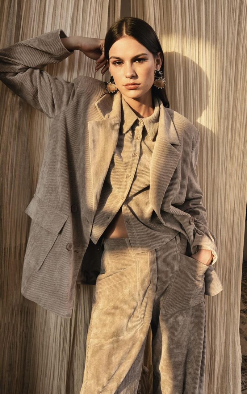Riona Corduroy Pants - Beige - Image 2