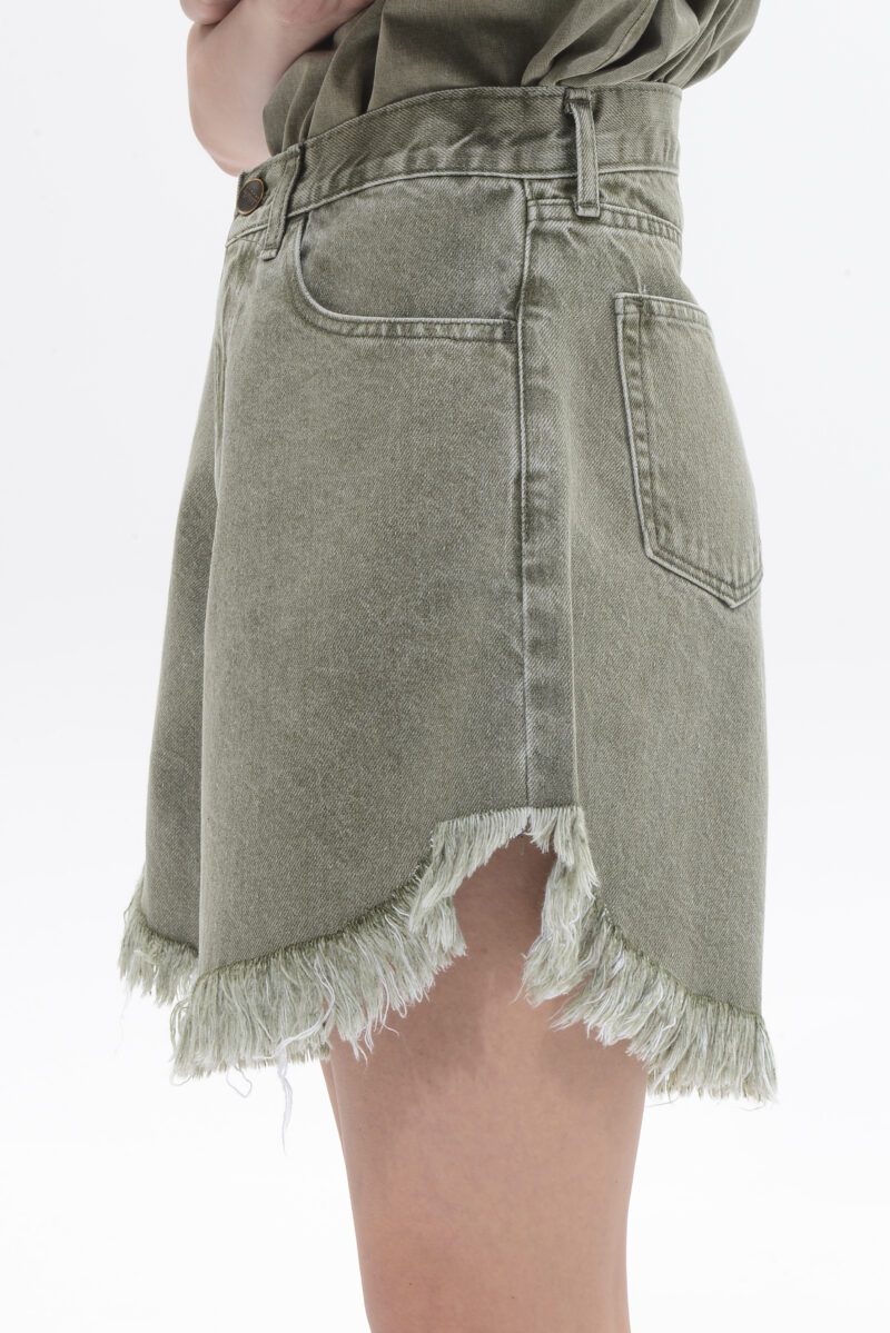 Domna Denim Shorts - Khaki - Image 3