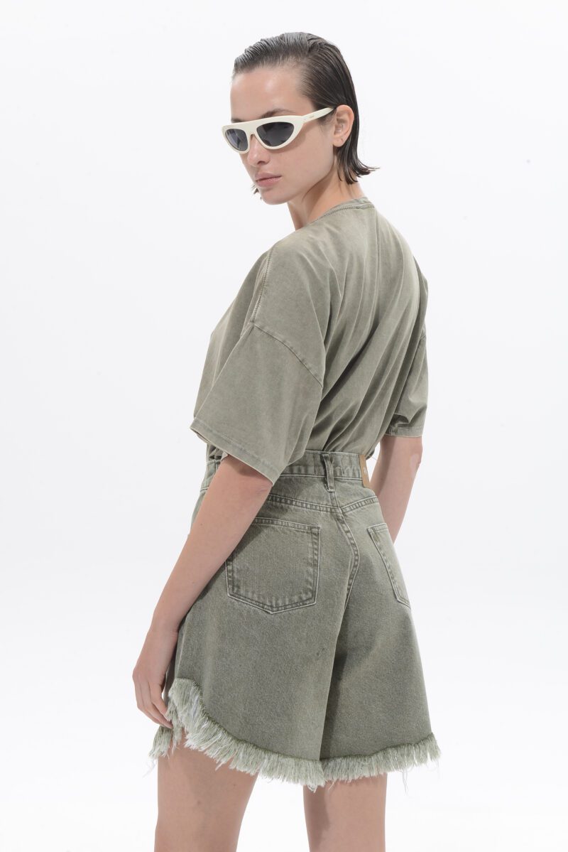Domna Denim Shorts - Khaki - Image 2
