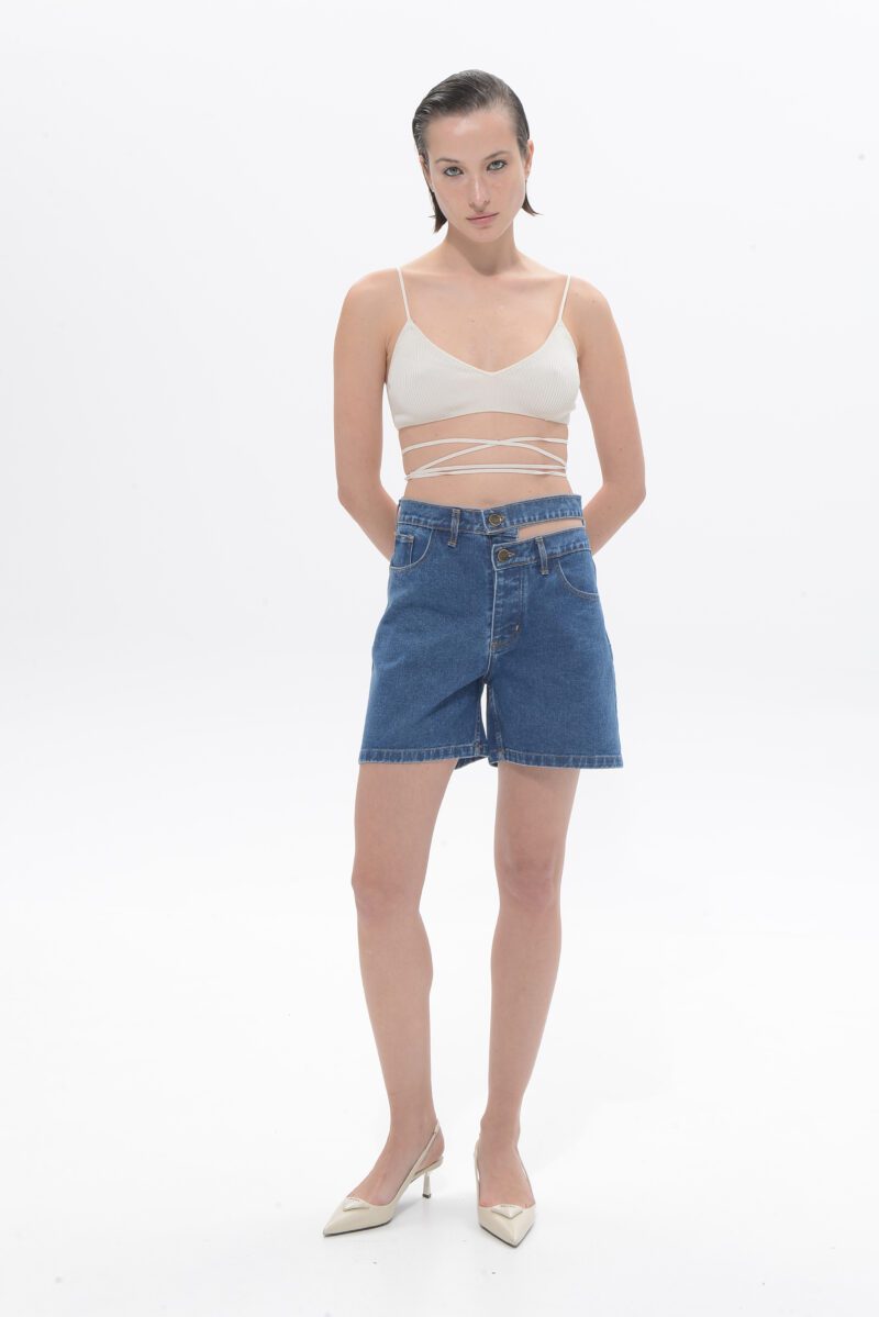 Brenda Denim Shorts - Mid Blue - Image 2