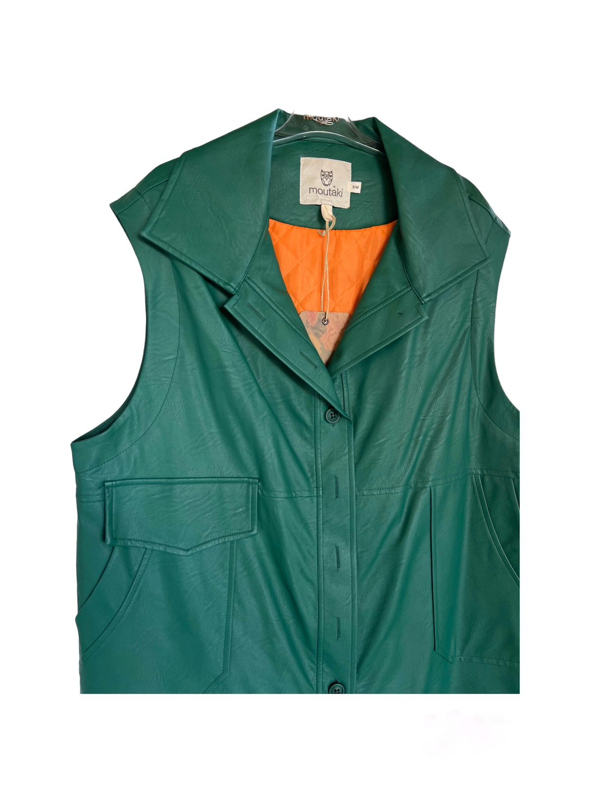 Keila Oversized Eco Leather Vest - Green - Image 5