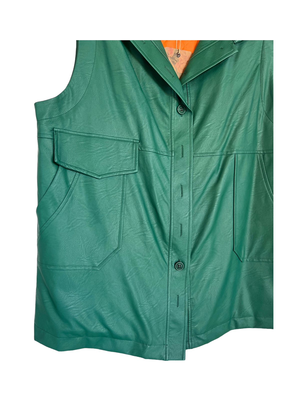 Keila Oversized Eco Leather Vest - Green - Image 4