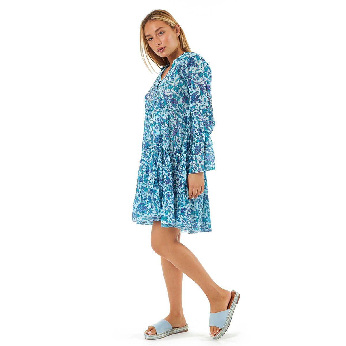 Verde Γυναικείο Φόρεμα 52-0090 Βαμβακερό Μπλε - Image 4