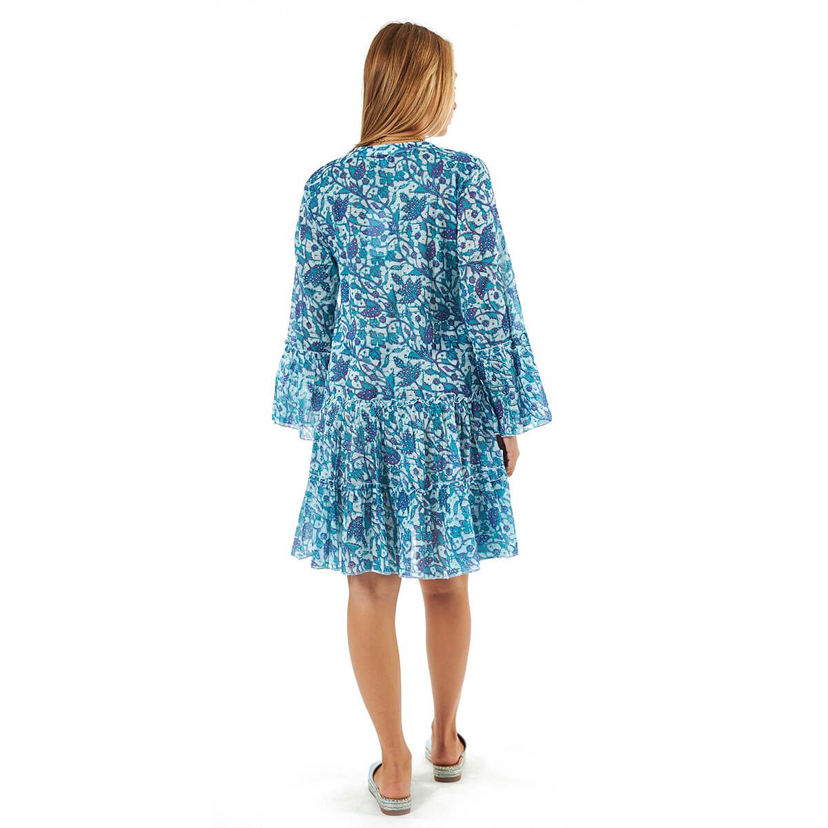 Verde Γυναικείο Φόρεμα 52-0090 Βαμβακερό Μπλε - Image 3