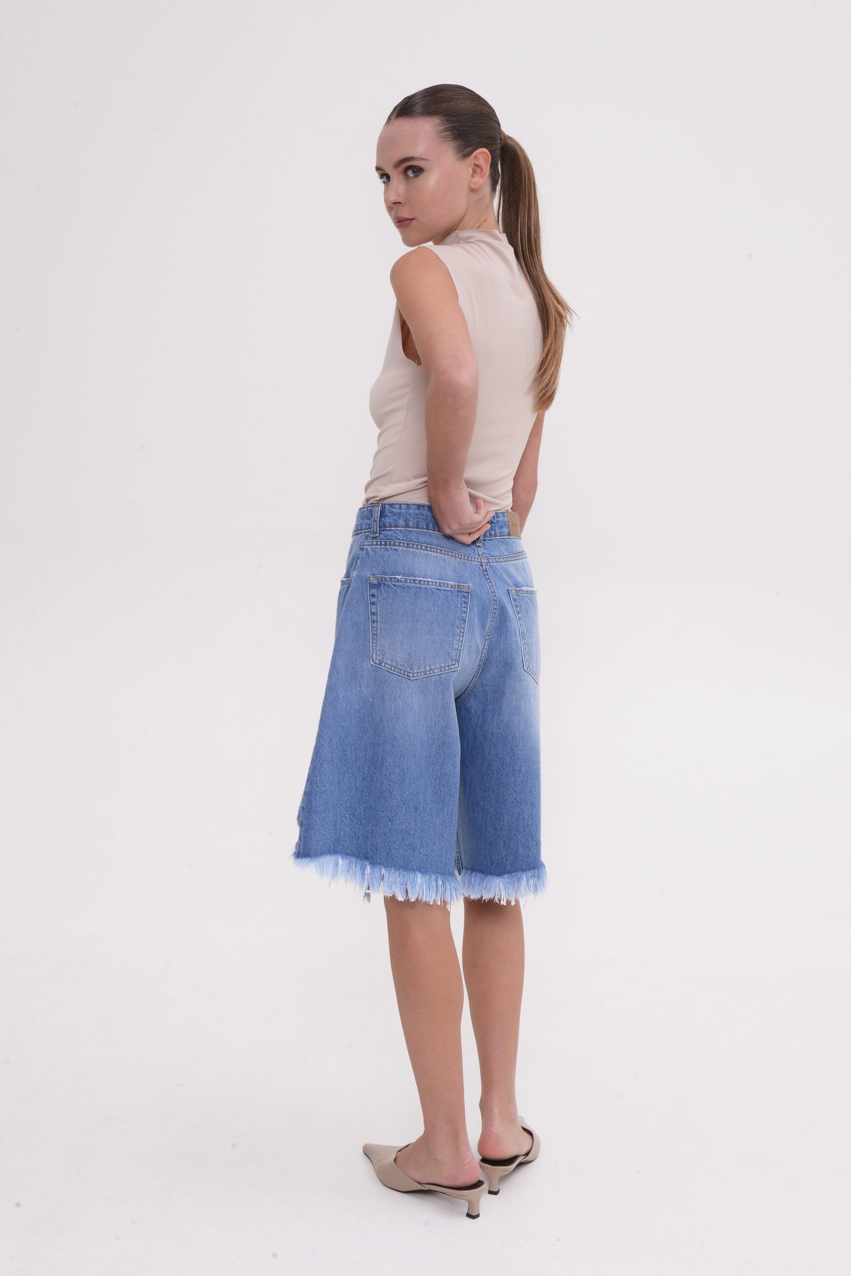 Eden Denim Bermuda – Mid Blue - Image 2