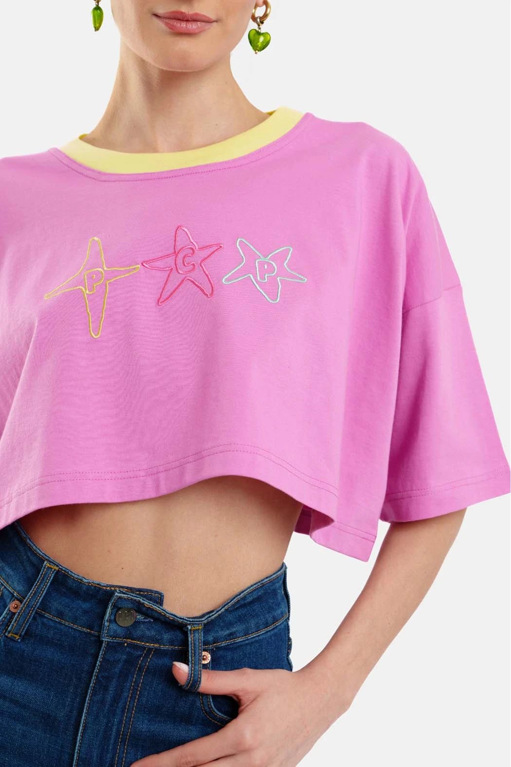 Γυναικείο Crop Top με κέντημα Stars - Flirt