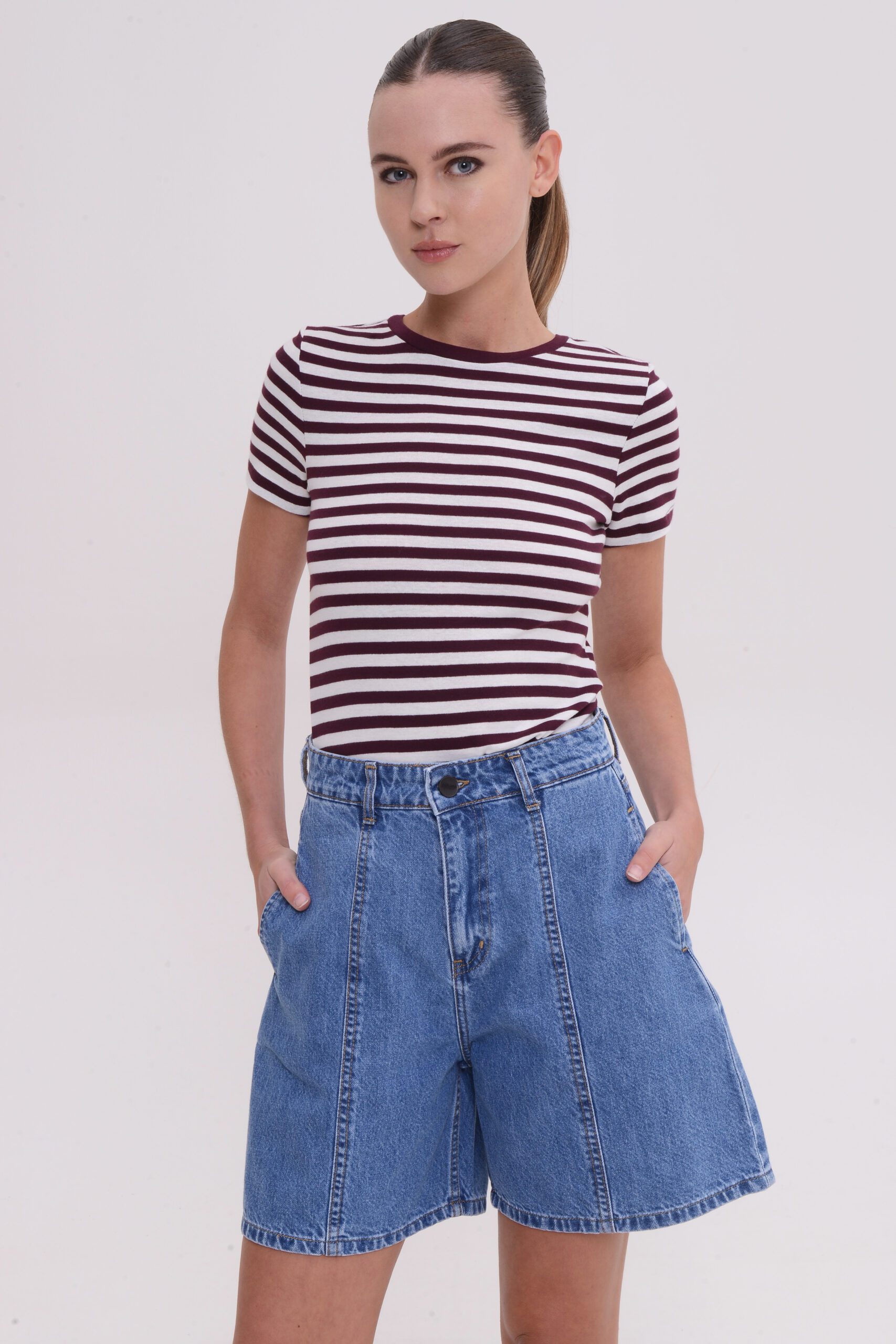 Riley Denim Shorts – Mid Blue