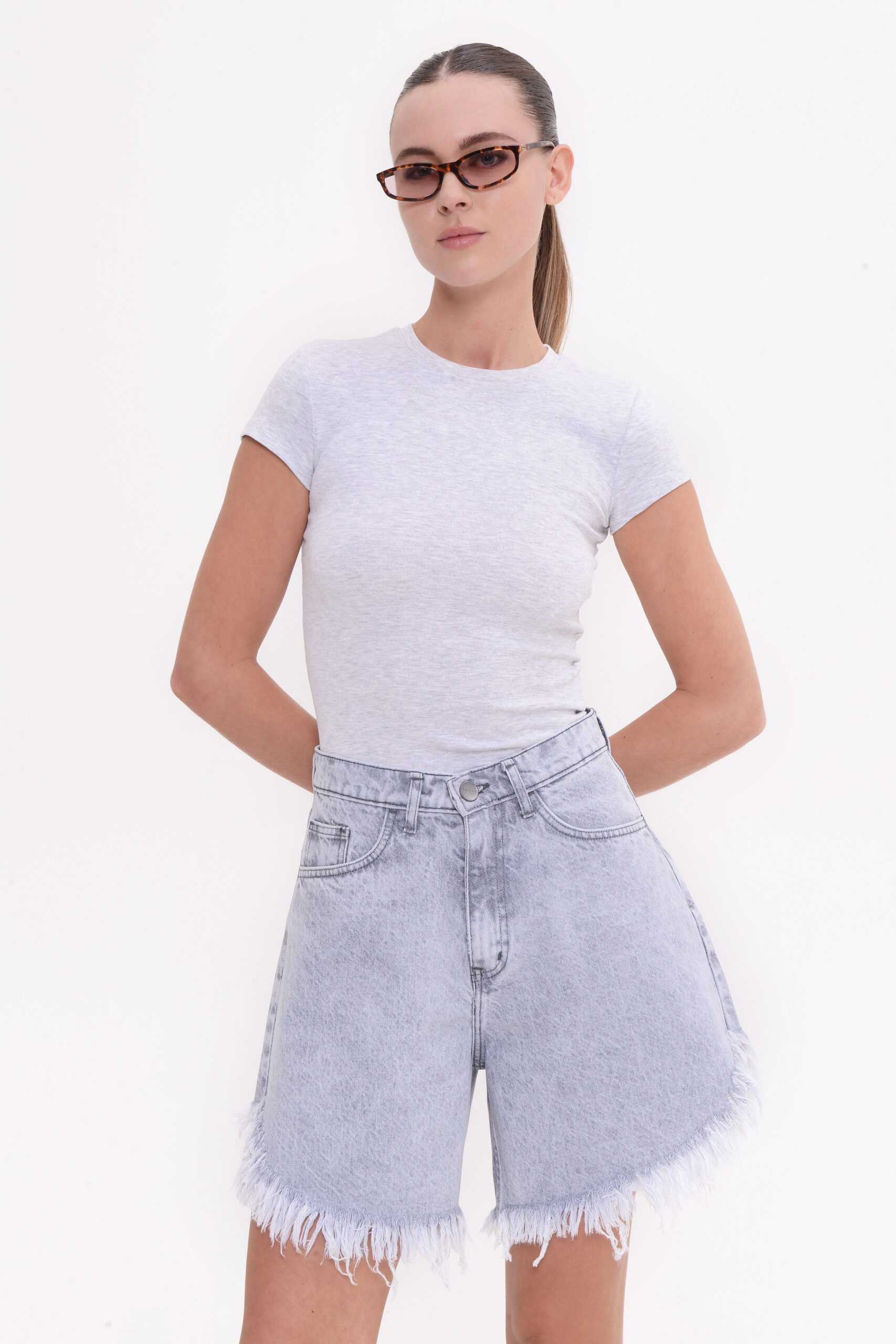Domna Denim Shorts – Platinum Grey
