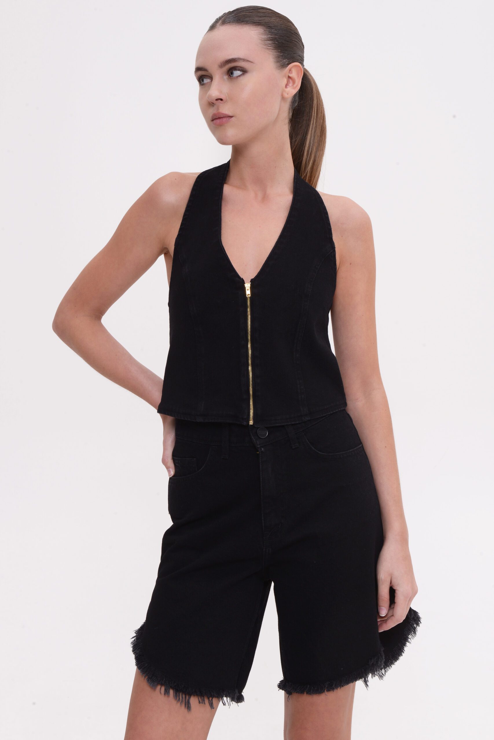 Olivia Denim Shorts – Black