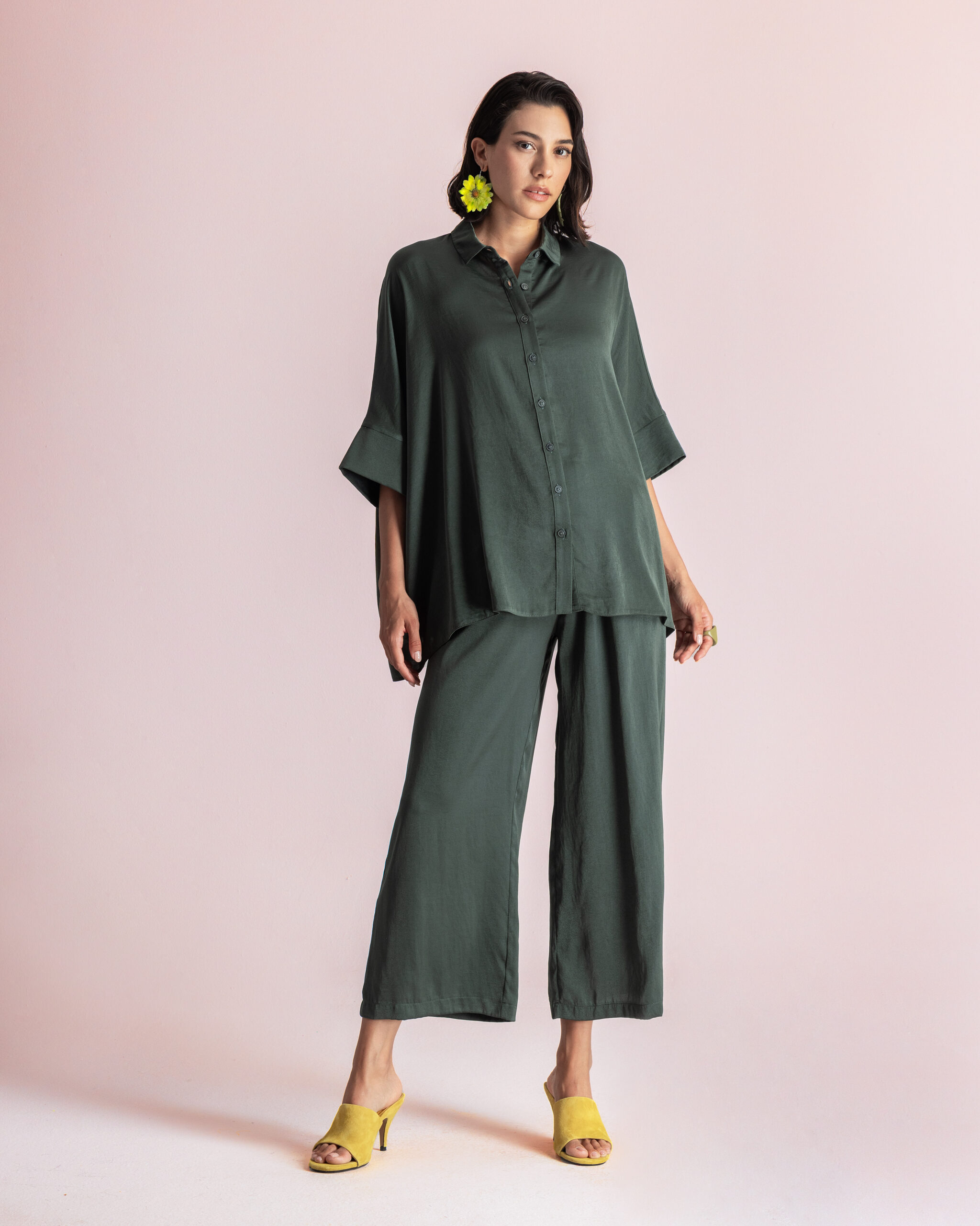 Silky Zip Cullote – Khaki - Image 2