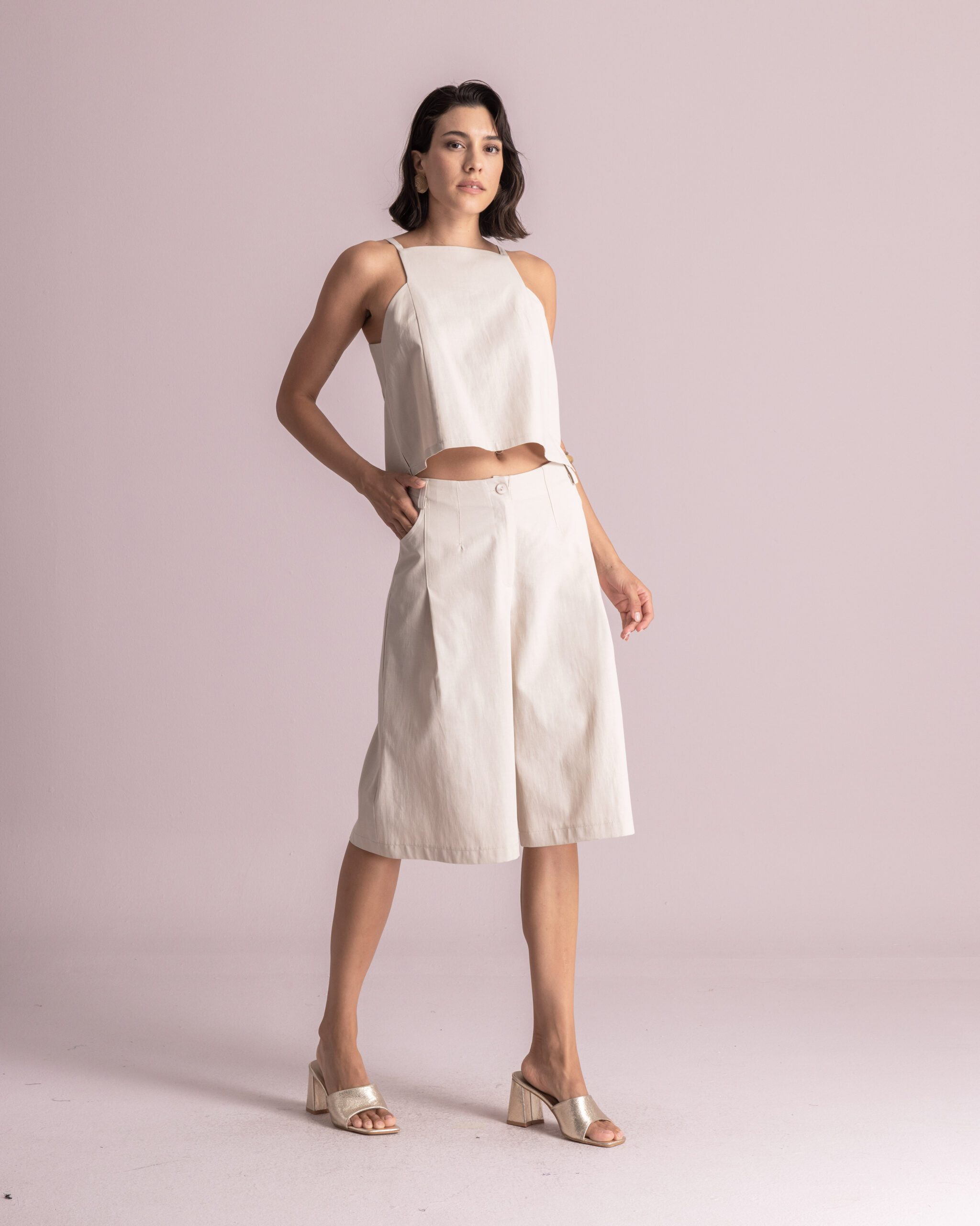 Brenda Zip Culottes – Beige