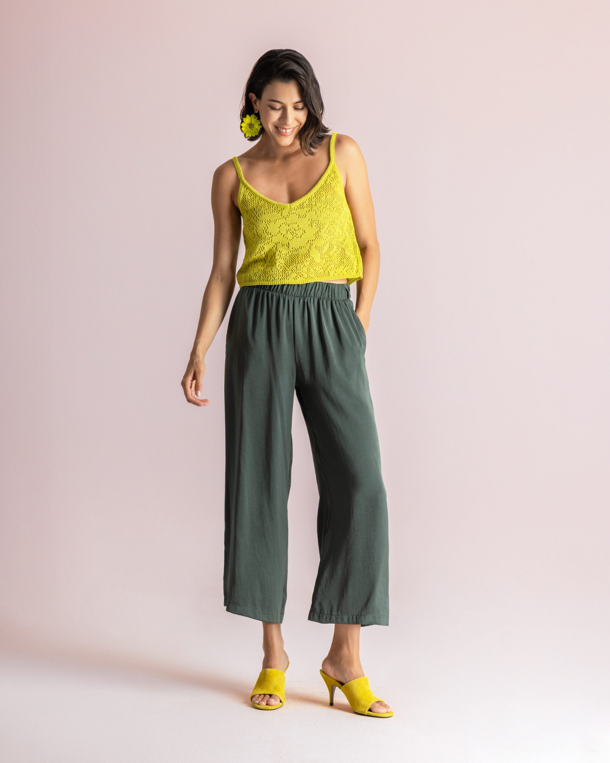 Silky Zip Cullote – Khaki