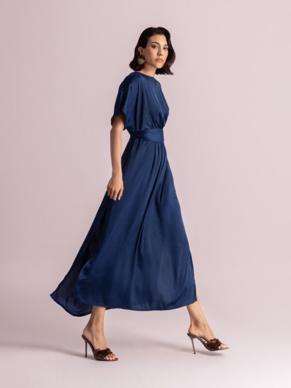 Esme Silky Dress – Navy Blue - Image 4