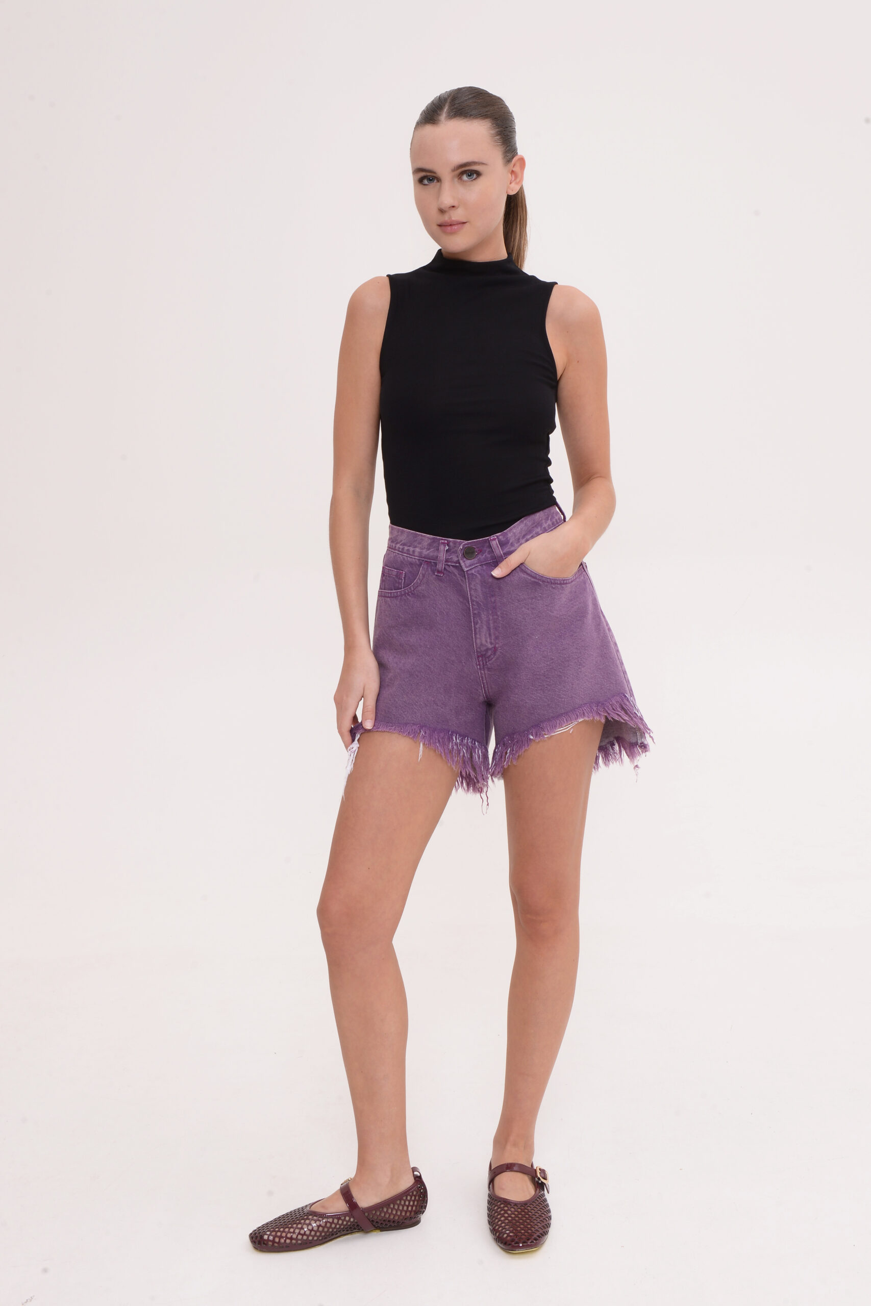 Rossa Denim Shorts – Purple