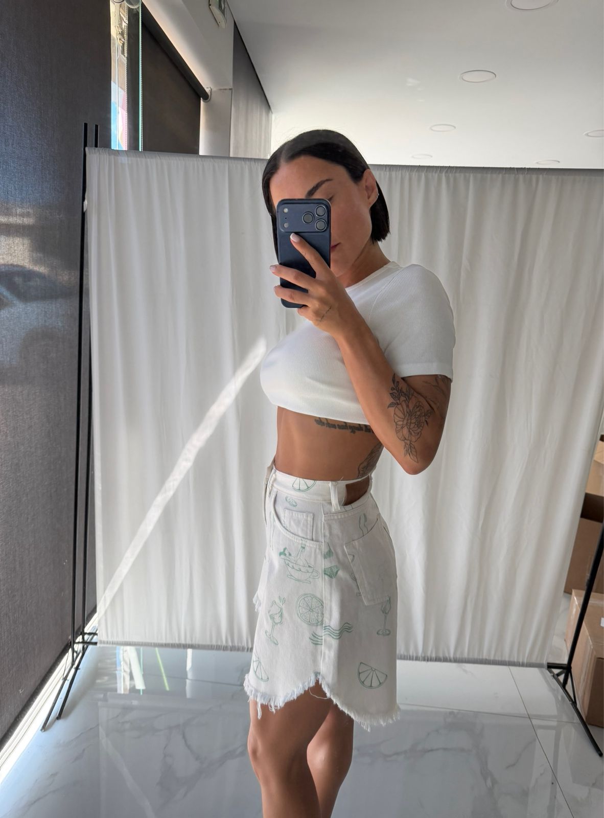 Domna Denim Shorts – Lime & Wine - Image 2