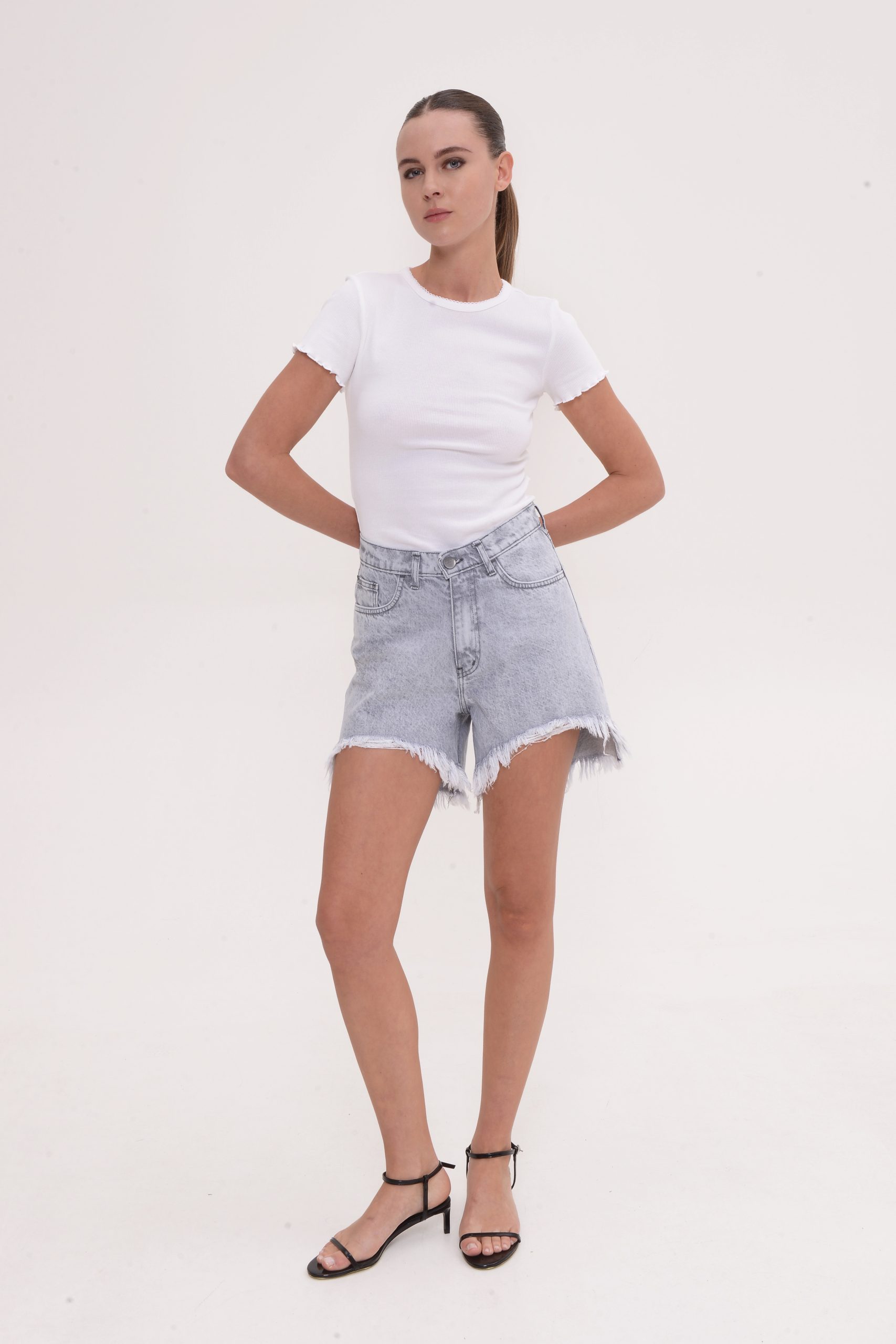Rossa Denim Shorts – Platinum Grey