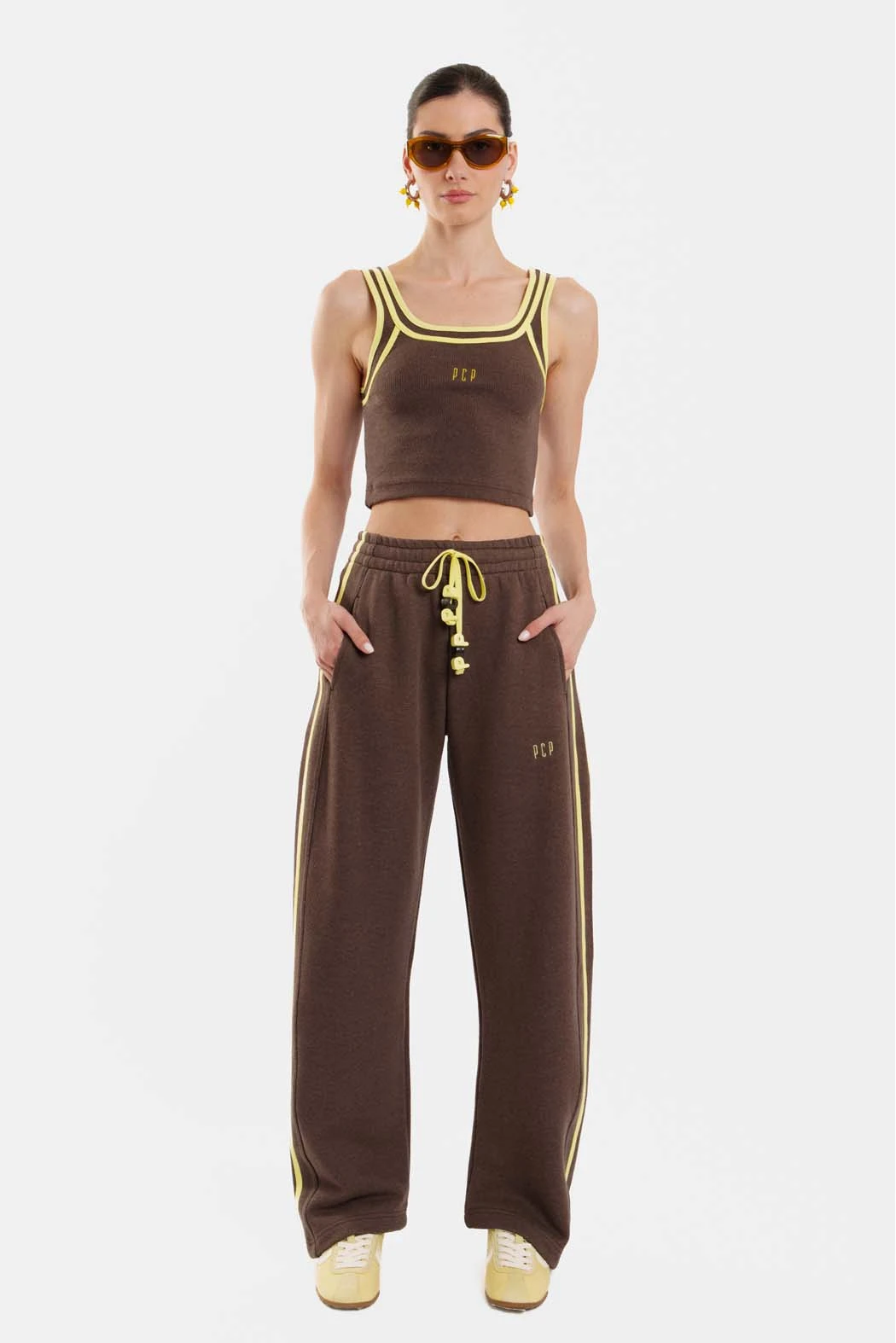 Γυναικείο Rib Αμάνικο Crop Top με κέντημα Niki Rank - Brown - Image 4