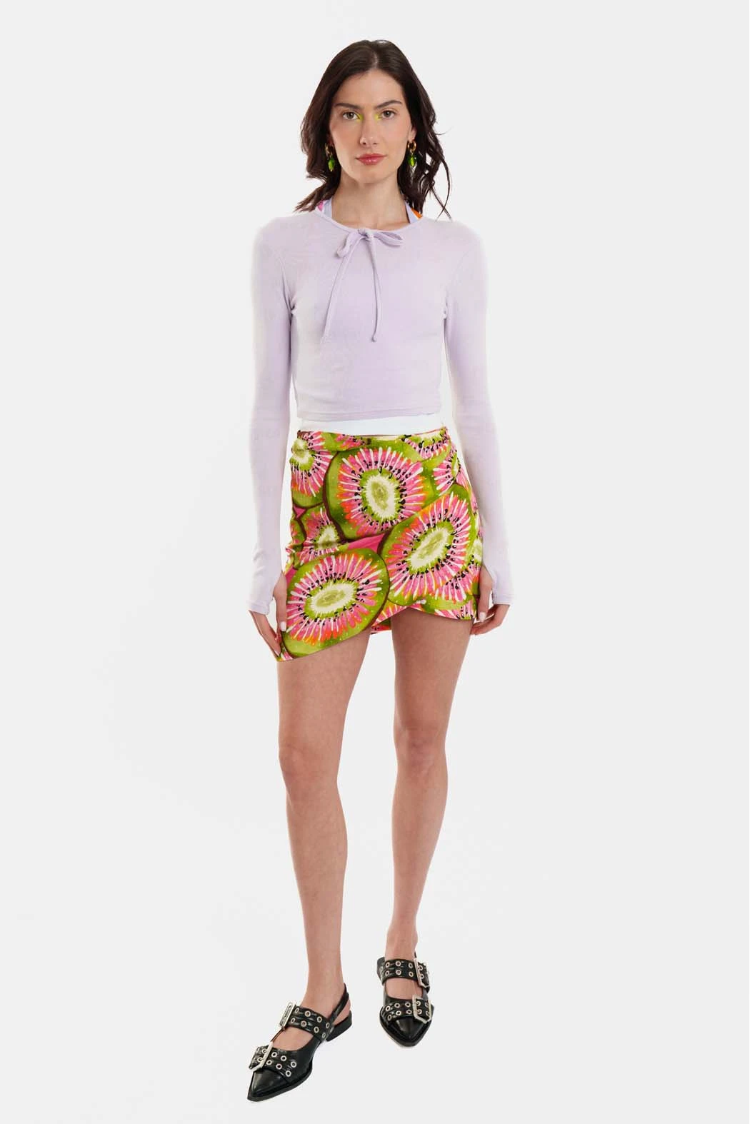 Γυναικείο Crop Top με pointelle Elody - Lilac - Image 3