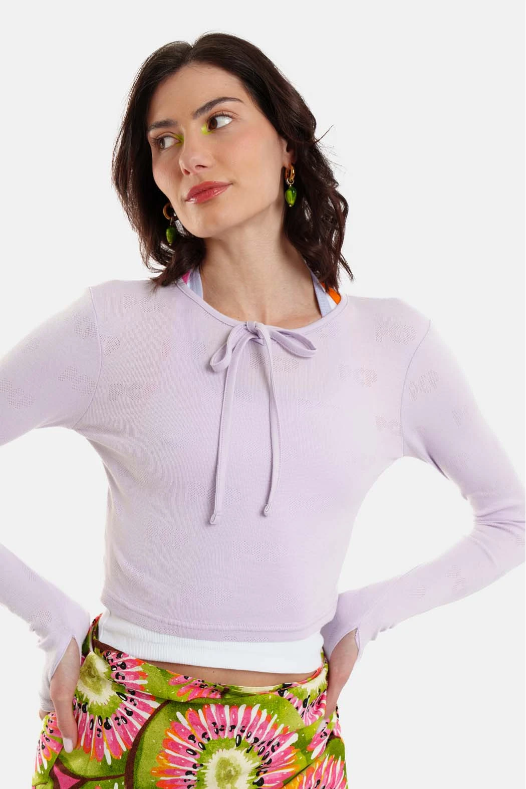 Γυναικείο Crop Top με pointelle Elody - Lilac