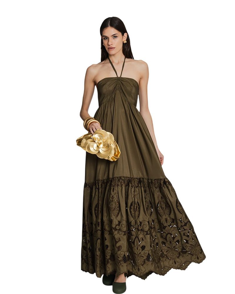Shirley Embroidered Dress – Khaki