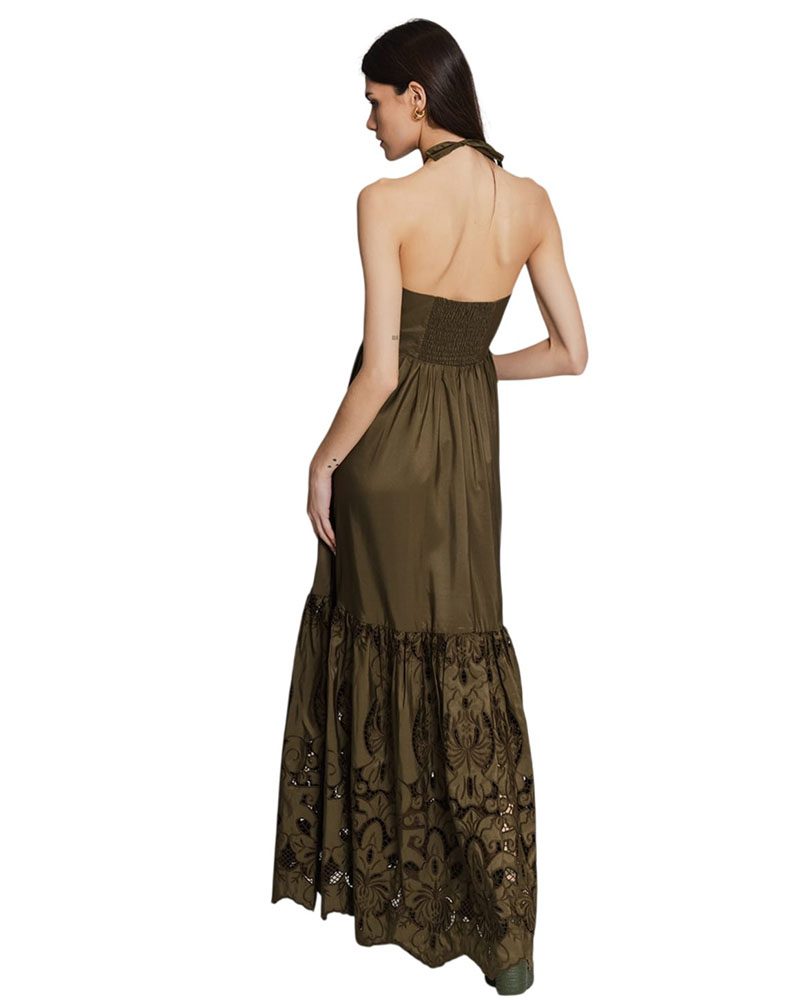 Shirley Embroidered Dress – Khaki - Image 3