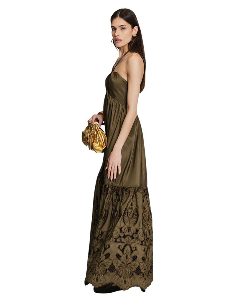 Shirley Embroidered Dress – Khaki - Image 2